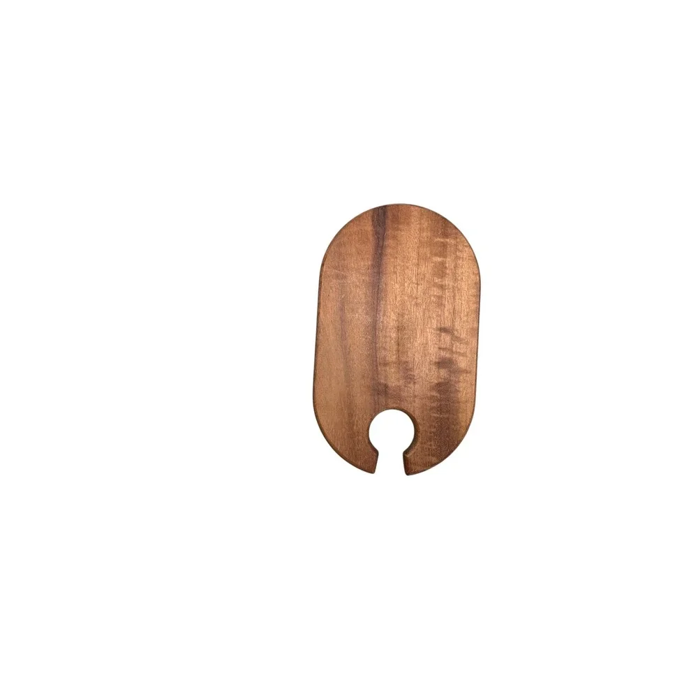 Unbranded Wooden Wine Glass Appetizer Trays Brown Handcrafted Set of 4 - OS